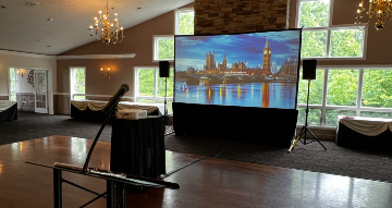 av tech savvy sidebar microphone and projector setup in event room